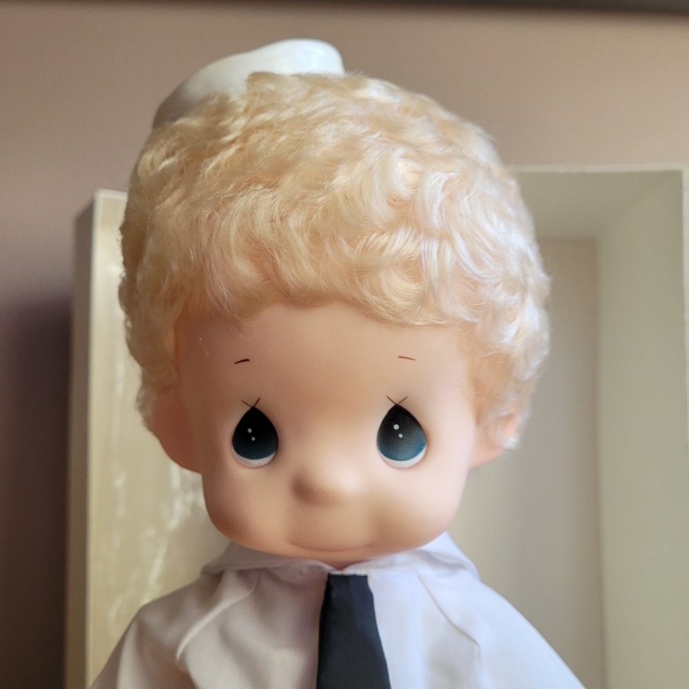 PRECIOUS MOMENTS - SAILOR SAM 15" Doll Limited - Navy Porcelain In Box BLACK TIE - Picture 5 of 14